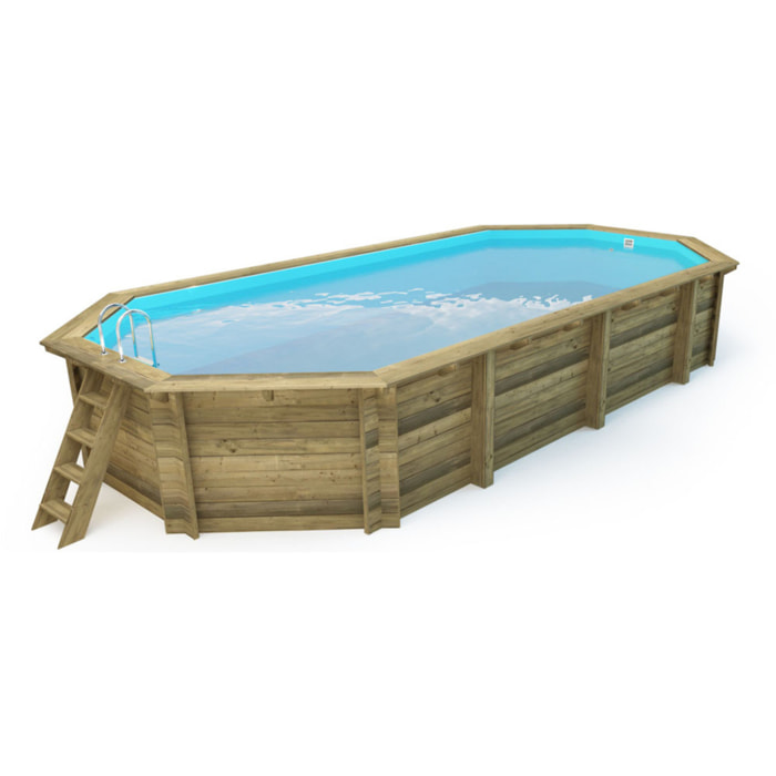 Piscine bois " Sevilla 145 " - 8.57 x 4.57 x 1.45 m + Bâche à bulles 180 µ + Bâche hiver 280 gr/m²