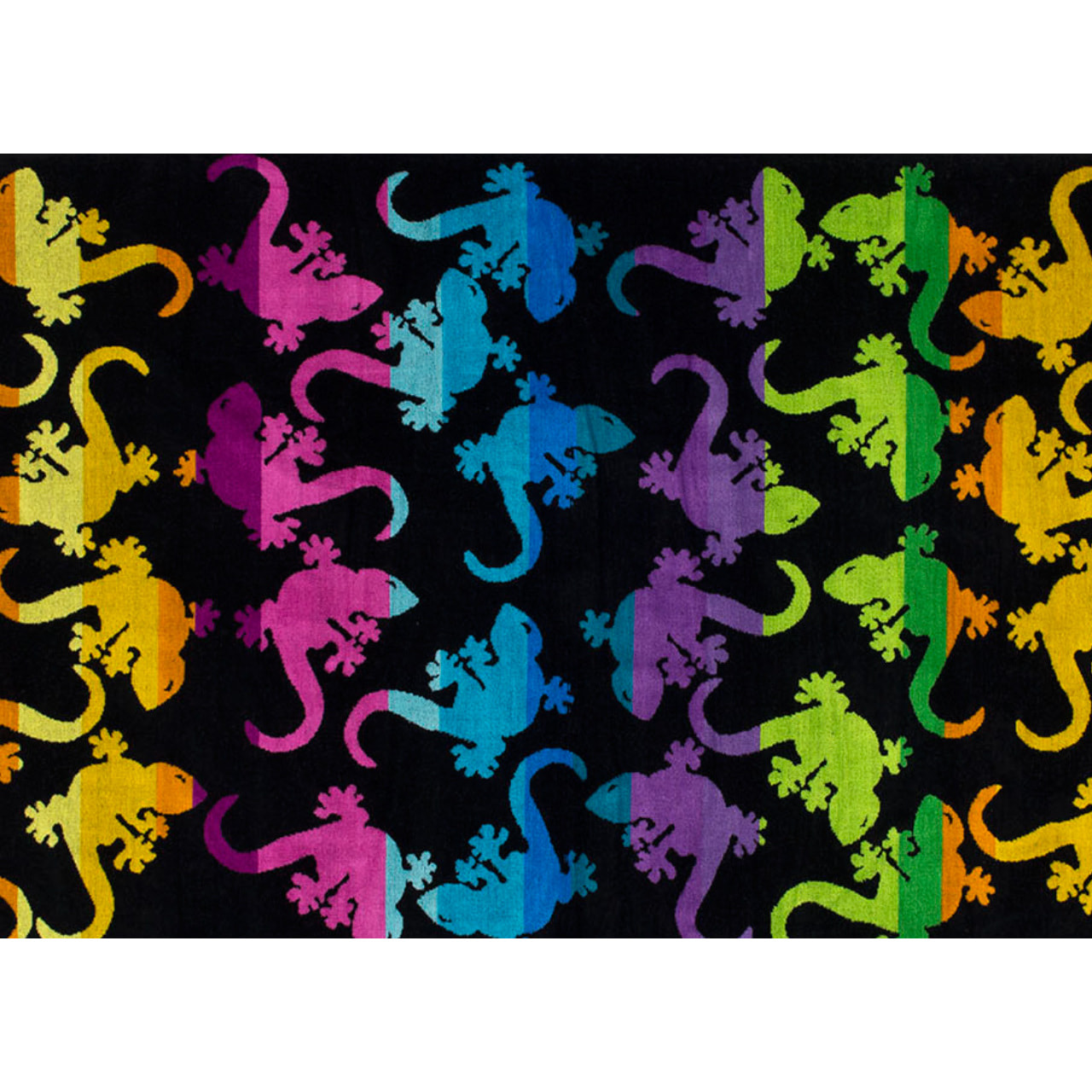 Telo Mare Spugna Jacquard Spiaggia Disegno Fantasy Geko