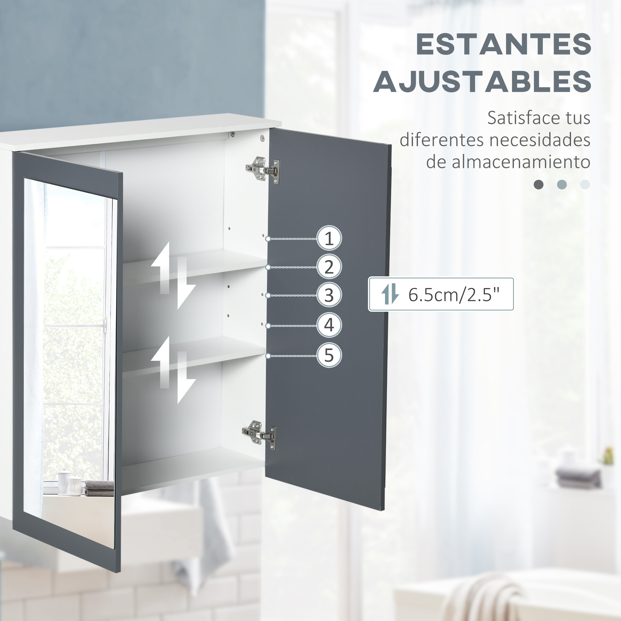 Armario de Baño con Espejo Armario de Baño para Colgar Mueble de Baño Suspendido con 2 Puertas de Vidrio y Estantes Ajustables 69x17x75,5 cm Blanco