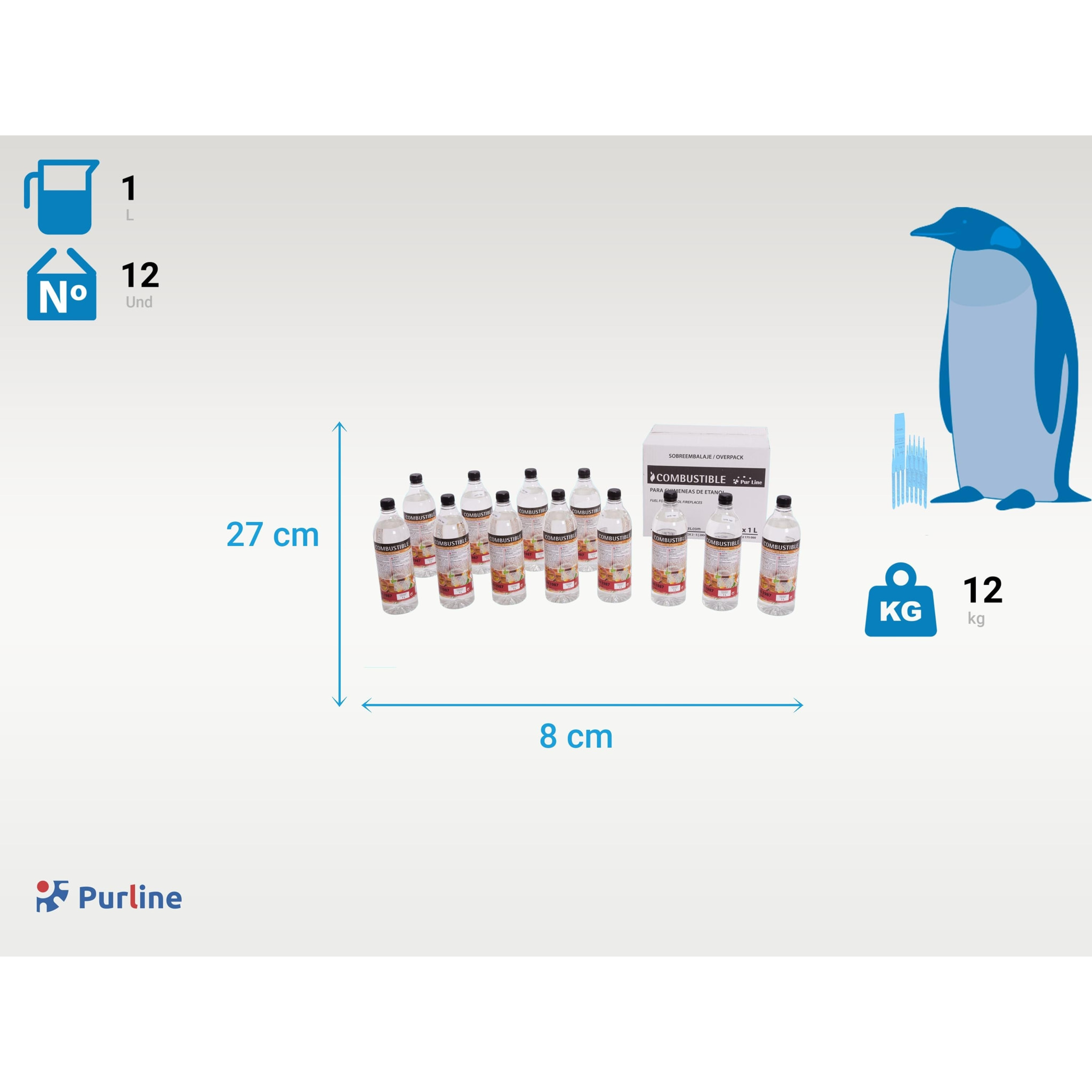 Combustible Etanol de origen natural aroma canela. Caja 12 botellas de 1L LIQ-12CANELA PURLINE