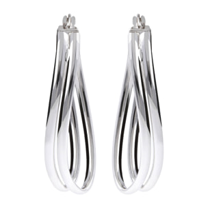 Orecchini Doppio Cerchio Ovale in Argento 925 placcato Platino