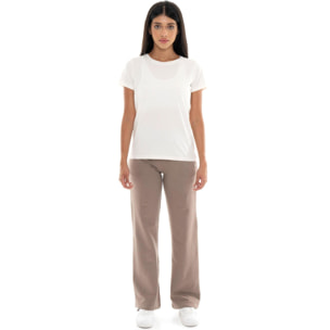 T-shirt donna a manica corta con placchetta Leone 1947 Never Without