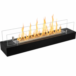 Camino A Bioetanolo Da Appoggio 70x16,7x14,4 cm con Bruciatore 0,75lt in Acciaio Inox Nero