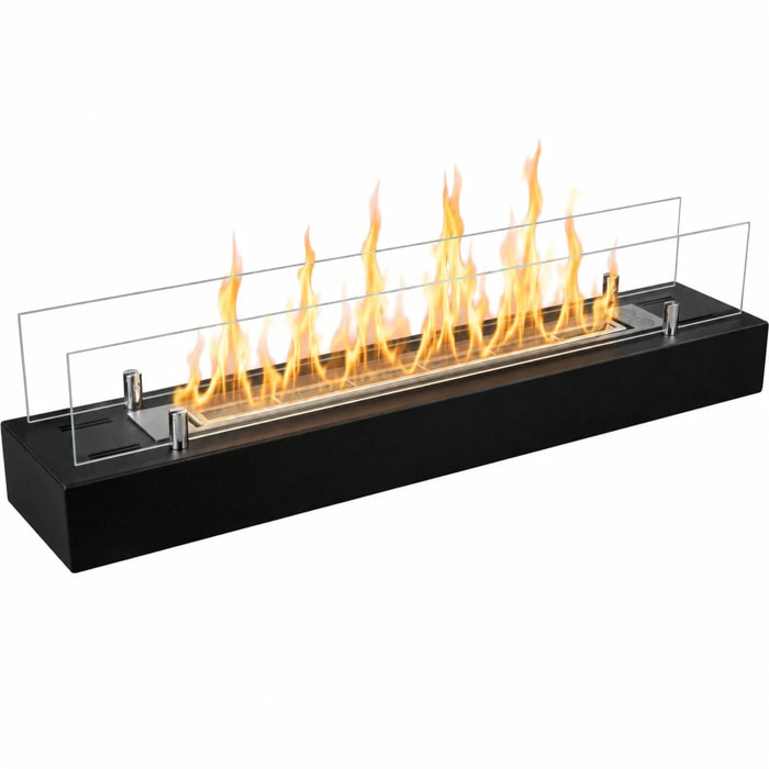 Camino A Bioetanolo Da Appoggio 70x16,7x14,4 cm con Bruciatore 0,75lt in Acciaio Inox Nero