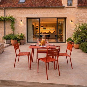 Ensemble table de jardin carrée 70cm et 4 chaises terracotta EVORA