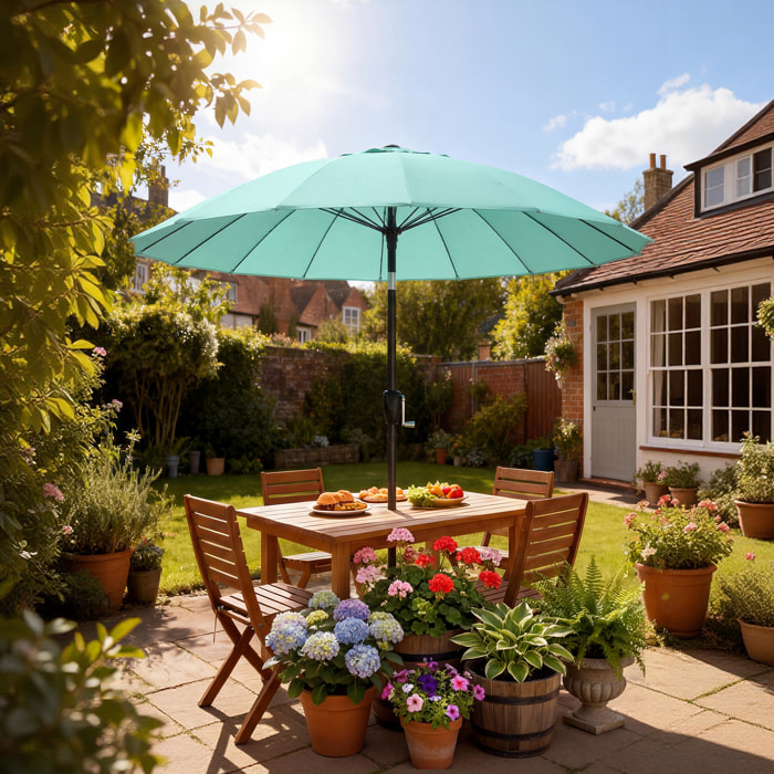 Parasol de jardin inclinable manivelle haute densité anti-UV 30+ turquoise