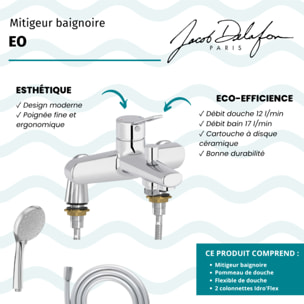 Mitigeur baignoire Eo + pommeau de douche Awaken + flexible de douche lisse + colonnettes Idro'Flex