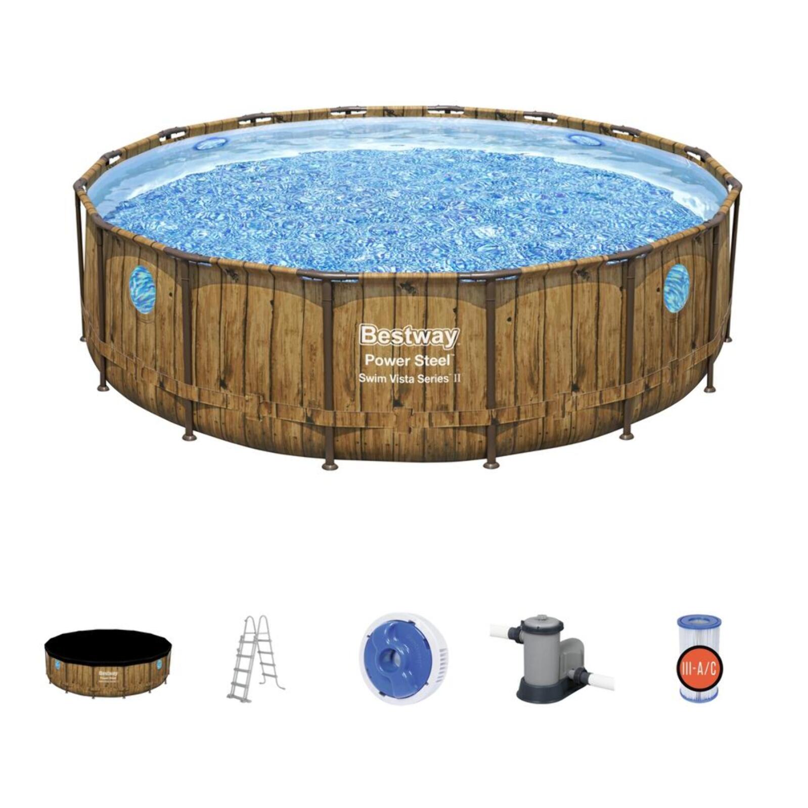 Piscine hors sol effet rotin brun 4,88 x 1,22 m KAILA