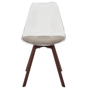 Chaise Transparente Coussin Cotele Scott Taupe - Lot De 4
