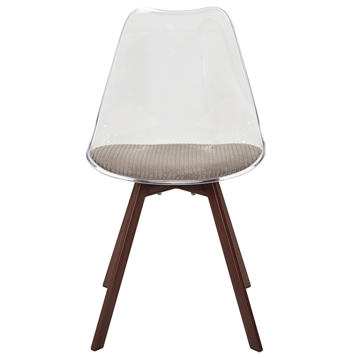 Chaise Transparente Coussin Cotele Scott Taupe - Lot De 4