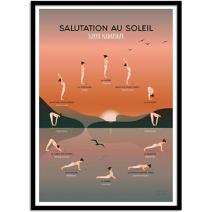 Affiche - Yoga Salutation au soleil - Frog Posters