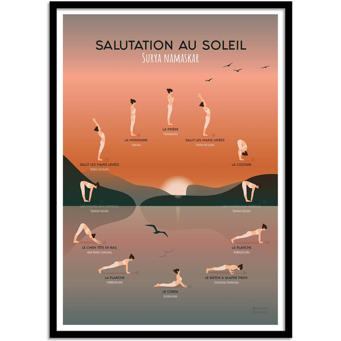 Affiche - Yoga Salutation au soleil - Frog Posters