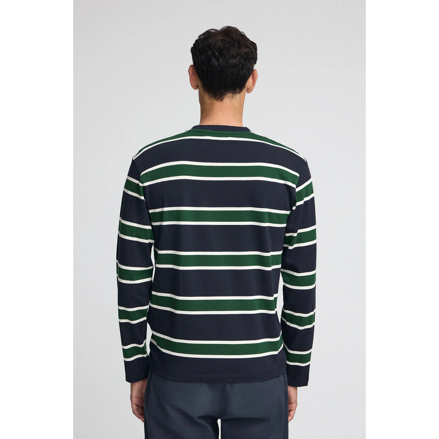 Maglietta Carter a righe blu marino e verde bottiglia con toppa personalizzata Polo Club