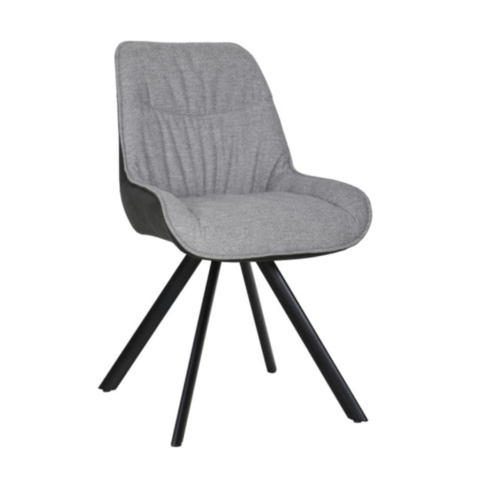 Chaise rotative 180° en tissu microfibre et pieds en métal - 3 coloris - GABIN