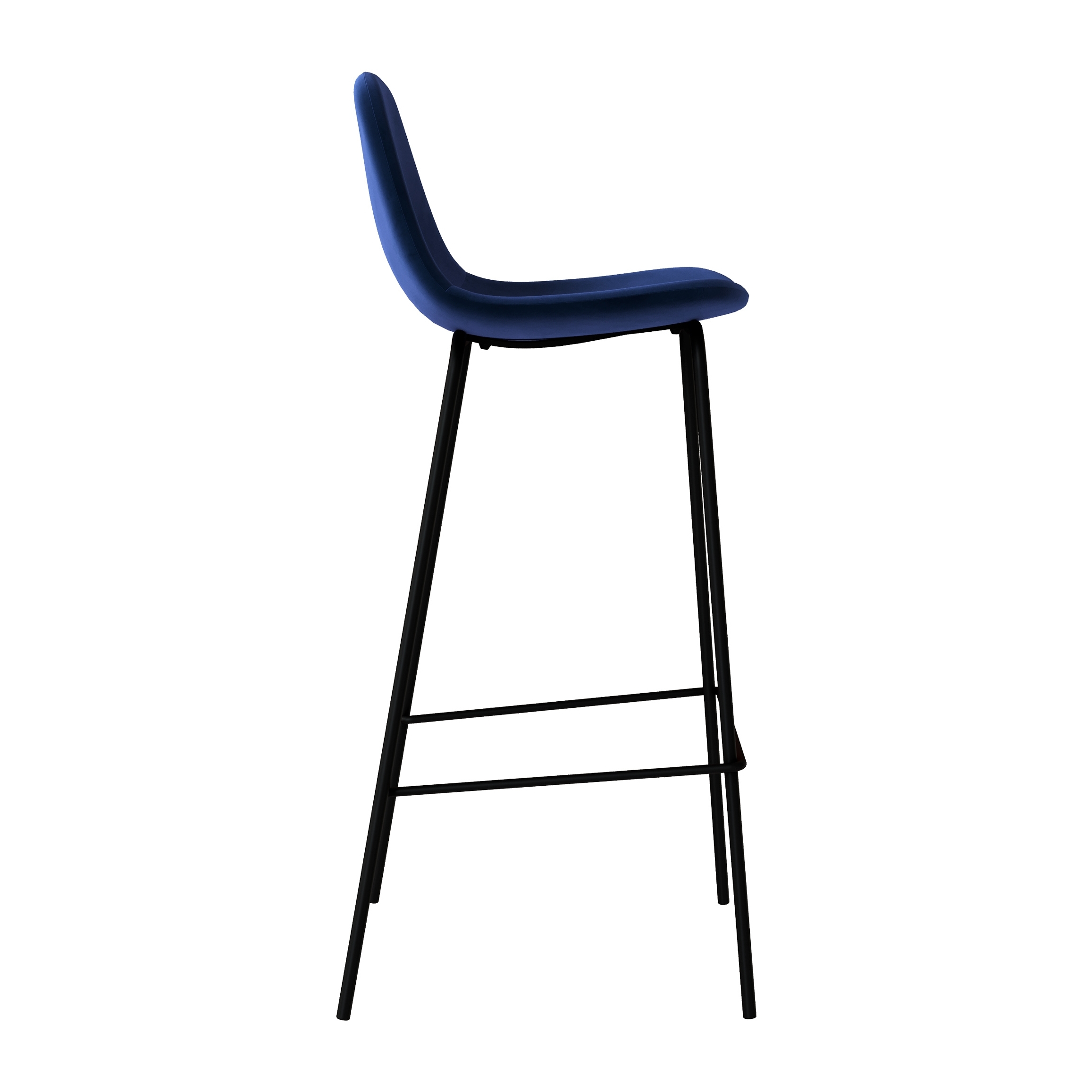 Chaise de bar Henrik en velours bleu foncé 75 cm (lot de 2)