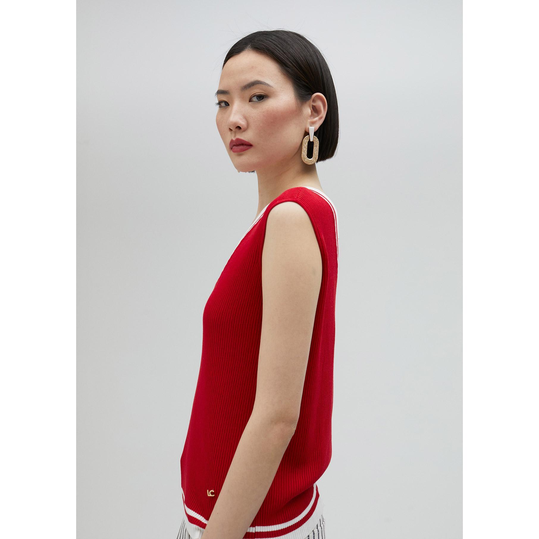 Top in maglia bicolore