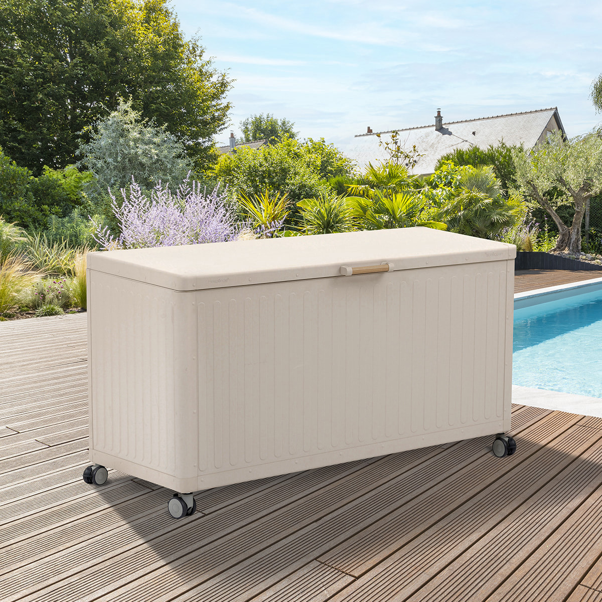 Coffre de rangement "Edenio" argile S 130 x 60,4 x 78cm en aluminium 510 L