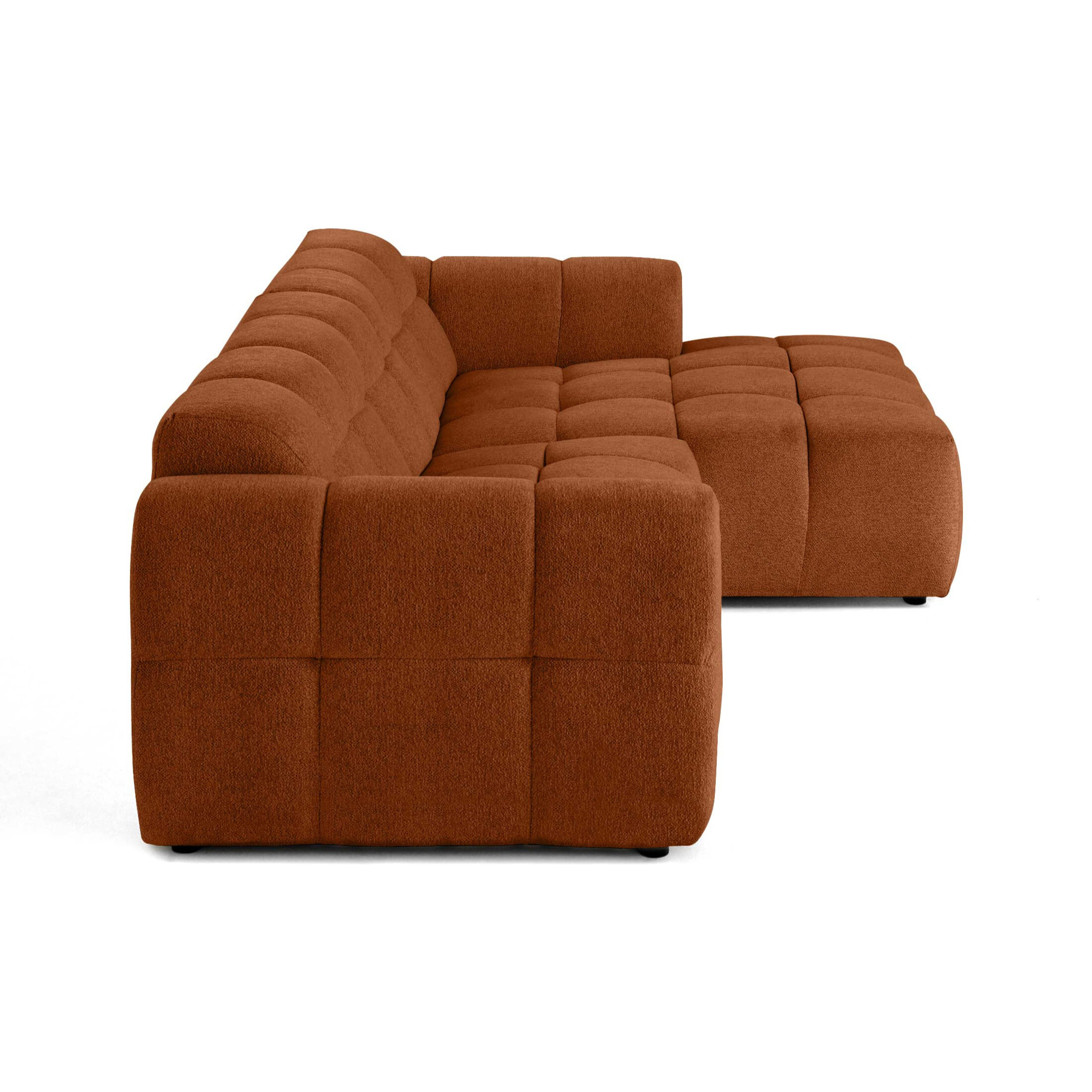 Ray - canapé d'angle droit - 4 places - en tissu texturé - Rouille