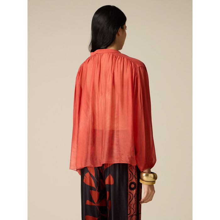 Oltre - Blusa in voile di seta e viscosa - Arancione
