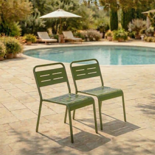 Lot de 2 chaises de jardin empilables vertes EVORA