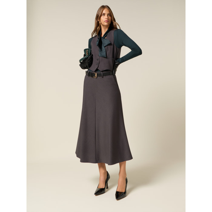 Oltre - Gonna midi in flanella - Grigio