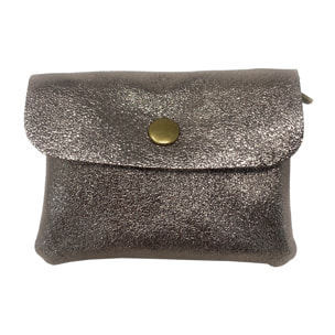 Chicca Borse Portamonete Donna in Pelle Oro Scuro Metallico