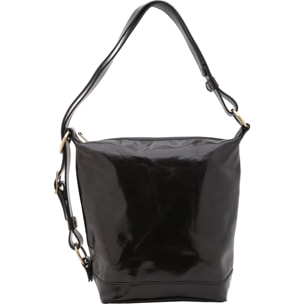 Borsa a secchiello  da donna In Vera pelle Made in Italy 34x33x15 cm