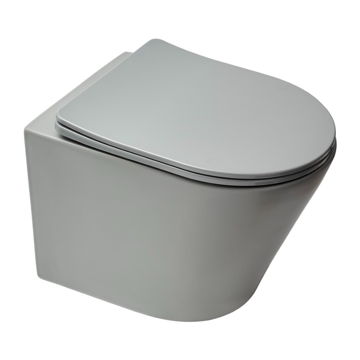 WC suspendu Infinitio gris mat sans bride et fixations invisibles + abattant frein de chute (GreyInfinitio)