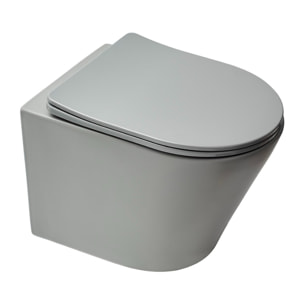 WC suspendu Infinitio gris mat sans bride et fixations invisibles + abattant frein de chute (GreyInfinitio)