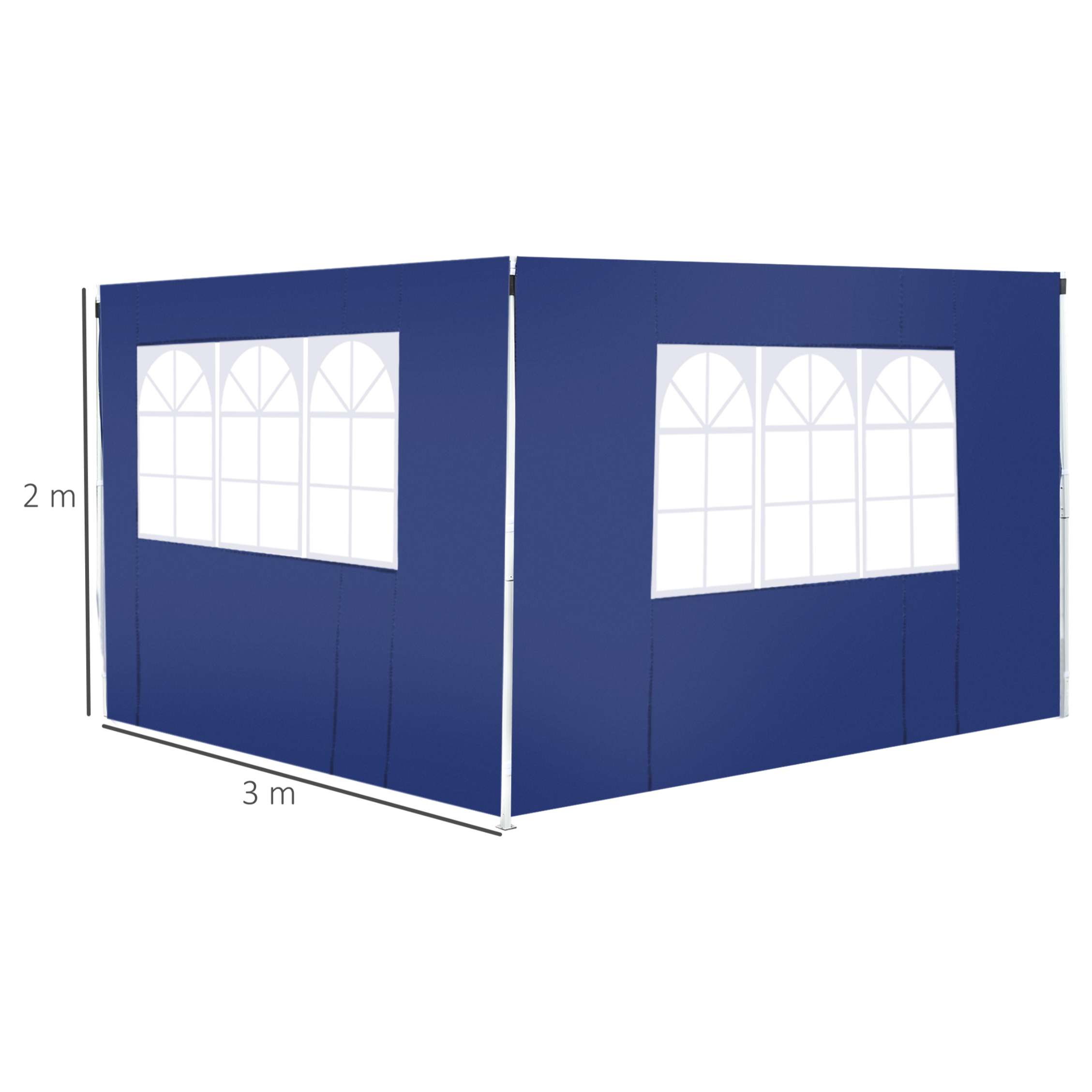 2 Paredes Laterales para Pabellón de Oxford 3x2 m Azul