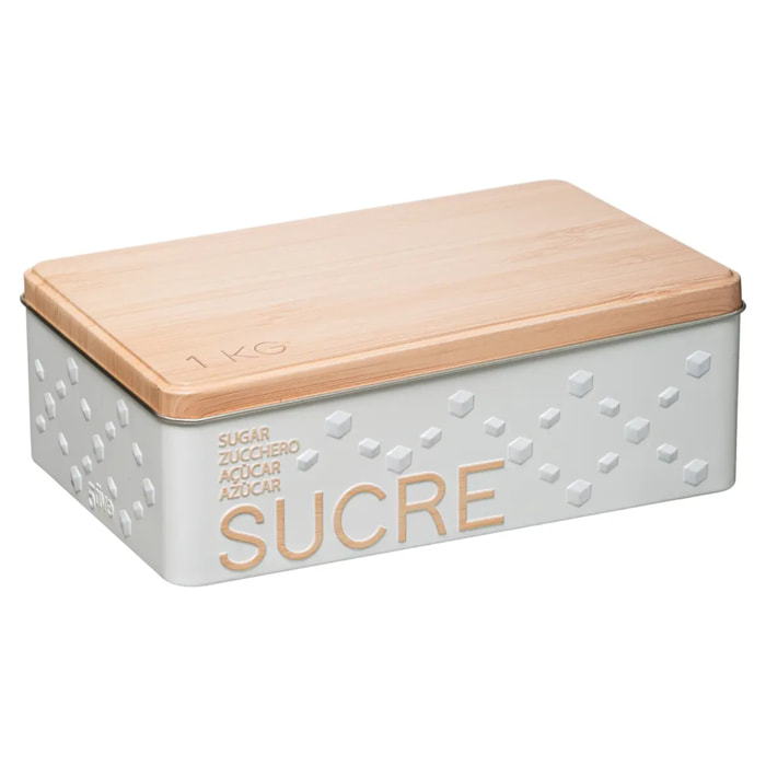 Boîte à sucre morceaux métal "Scandinave Nature" blanc