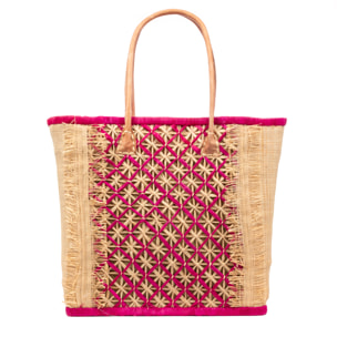 Villafrati bolso de hombro mujer. Fabricado en rafia y paja, con asas de cuero.