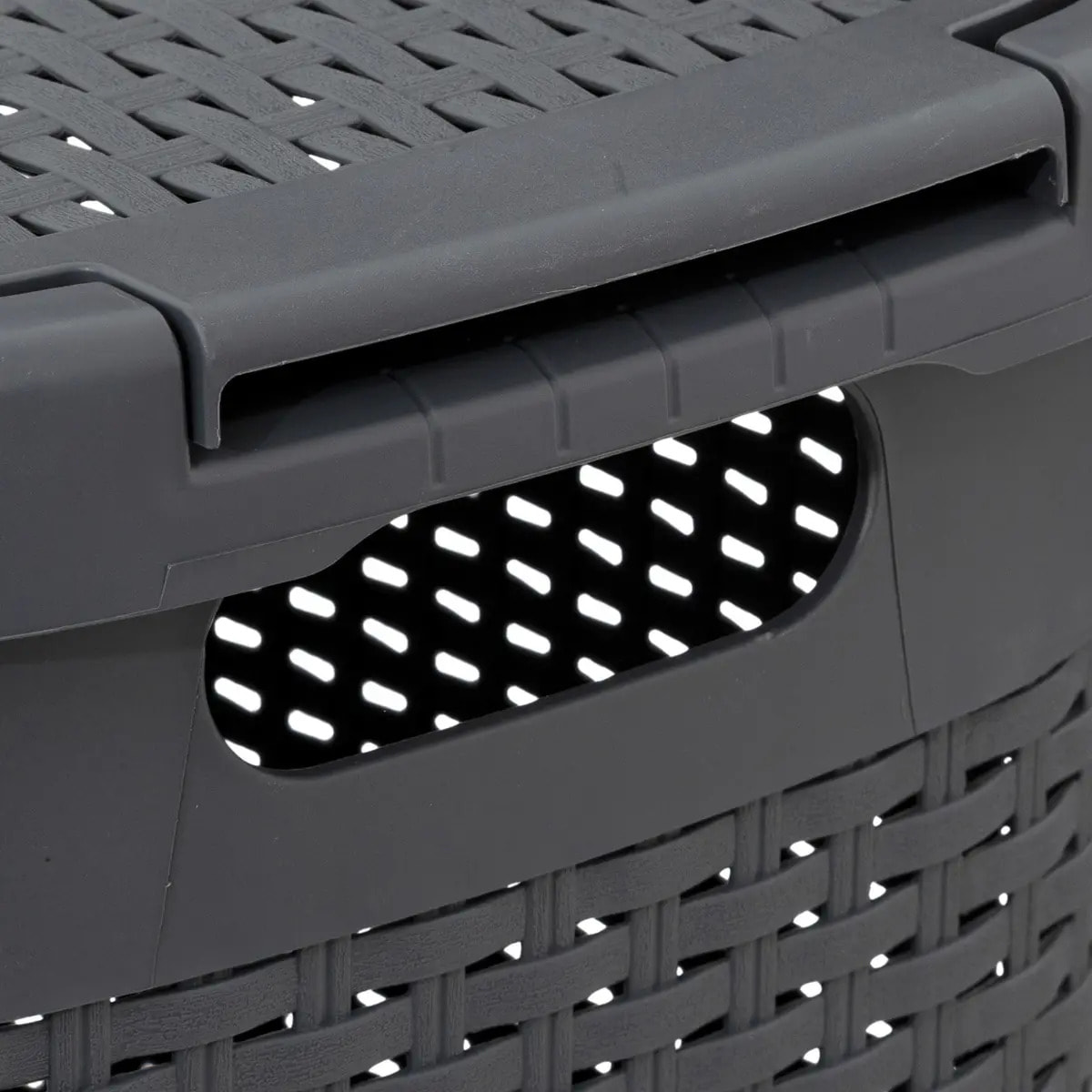 Corbeille Rattan 60L gris beton