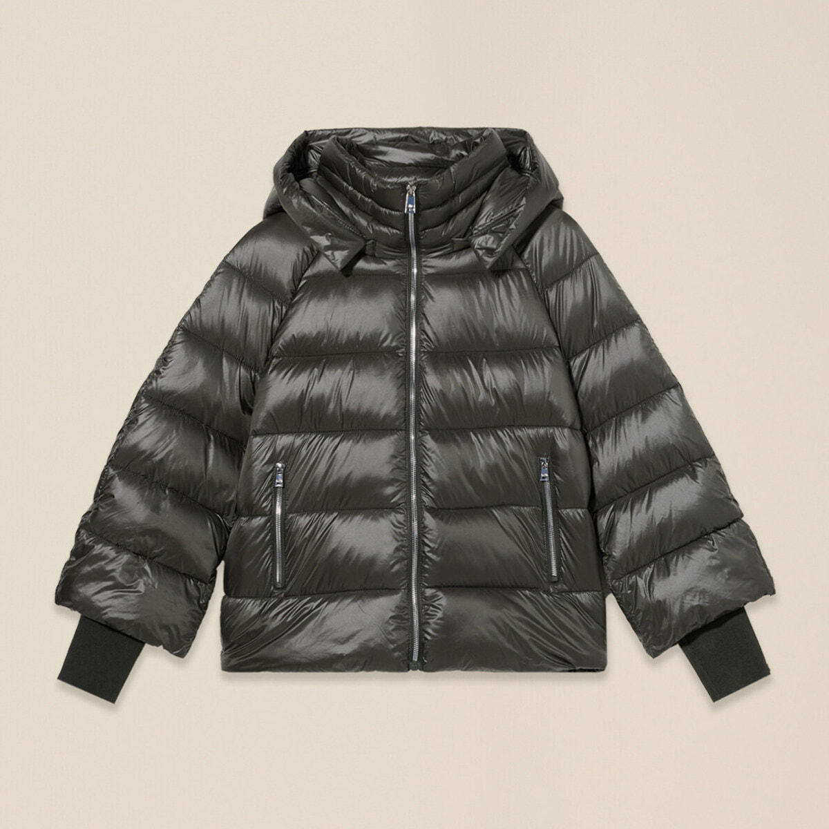 Oltre - Piumino in nylon con cappuccio - Verde militare