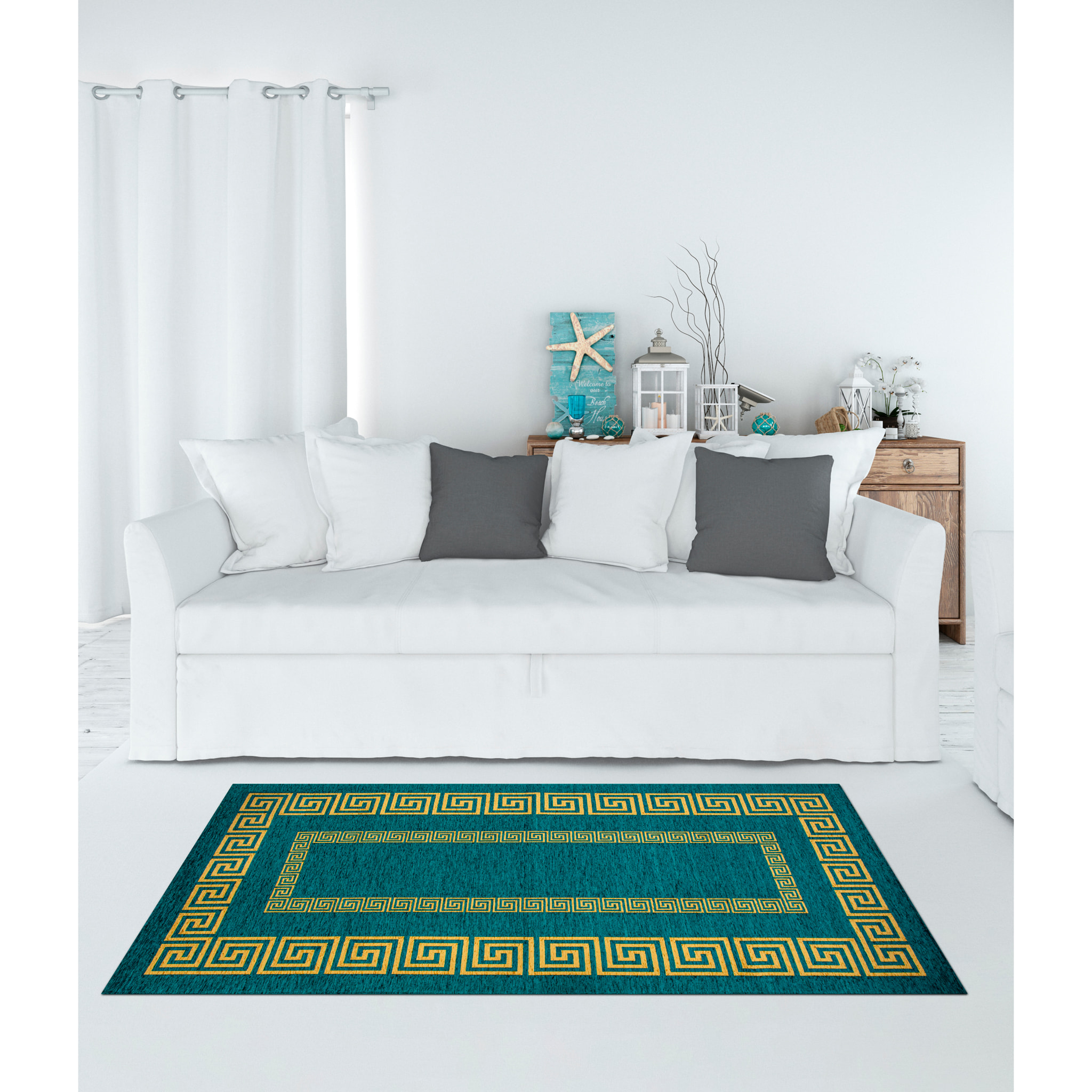 TAPPETO ARREDO ATENE PETROLIO CON FONDO ANTISCIVOLO