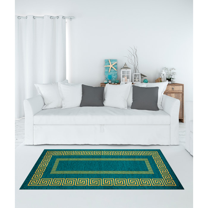 TAPPETO ARREDO ATENE PETROLIO CON FONDO ANTISCIVOLO