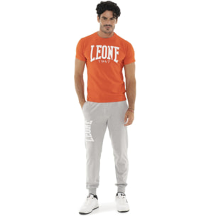 Camiseta de manga corta de algodón elástico con gran logo Leone Basic