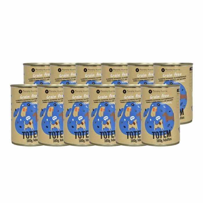 PLANETA HUERTO | Pack 12x Comida Húmeda Grain Free Superpremium para Perros con Salmón 380 g - Alimentación Completa sin Cereales para Perros Adultos