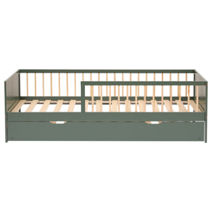 Lit gigogne pour enfant 190x90cm vert ADAM