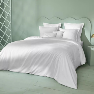Lot h.couette +taies satin de coton jeu d'unis blanc Palace raye blanc