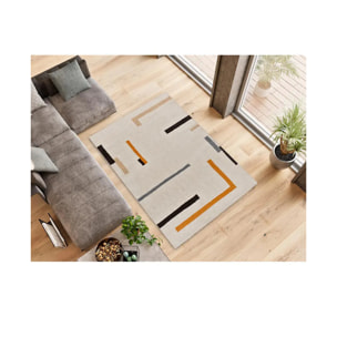 LESSIA Alfombra geométrica de pelo corto crema, varias medidas disponibles.