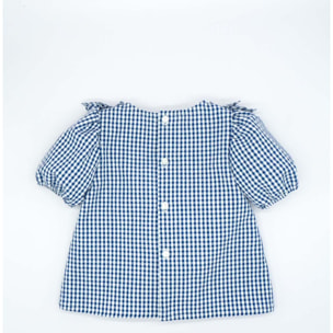 BLUSA VON VOLANTES VICHY AZUL