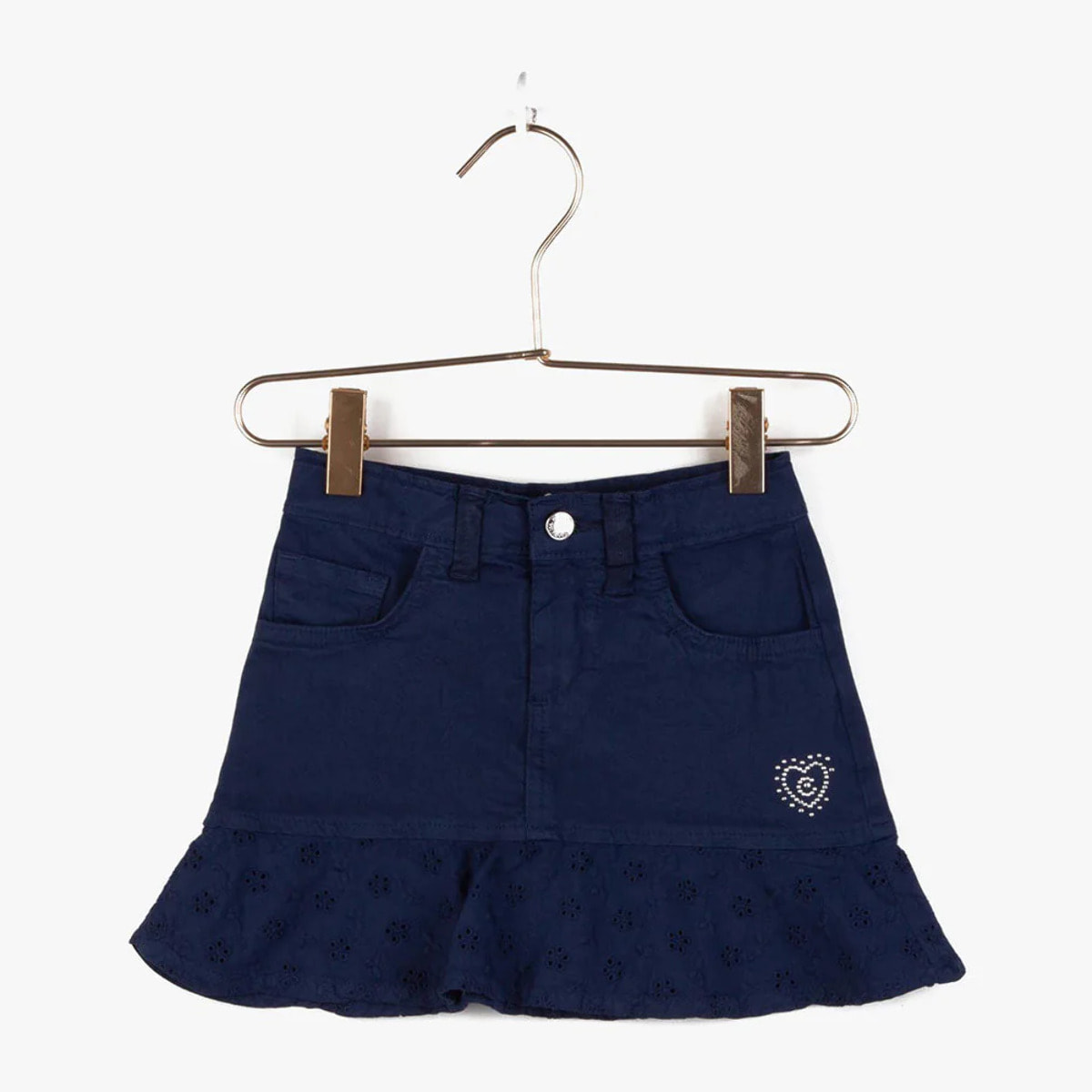 Gonna svasata con volant  navy per bambina