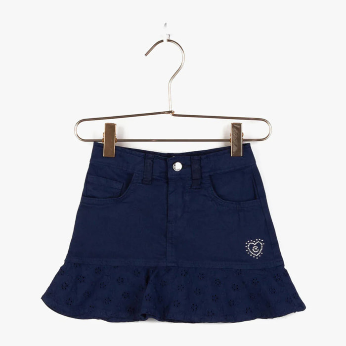 Gonna svasata con volant  navy per bambina