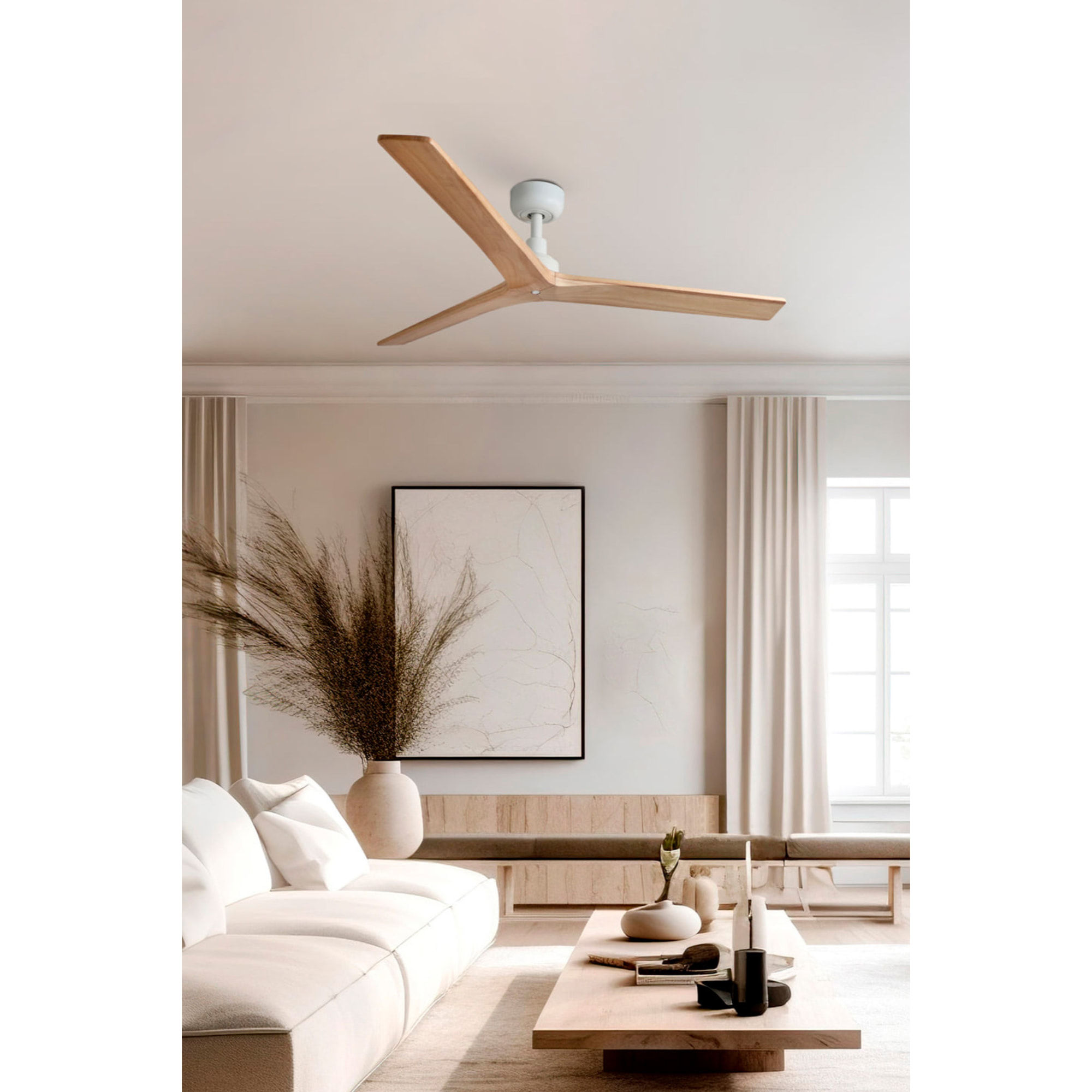 KLIM M Ventilatore a soffitto bianco/legno quercia