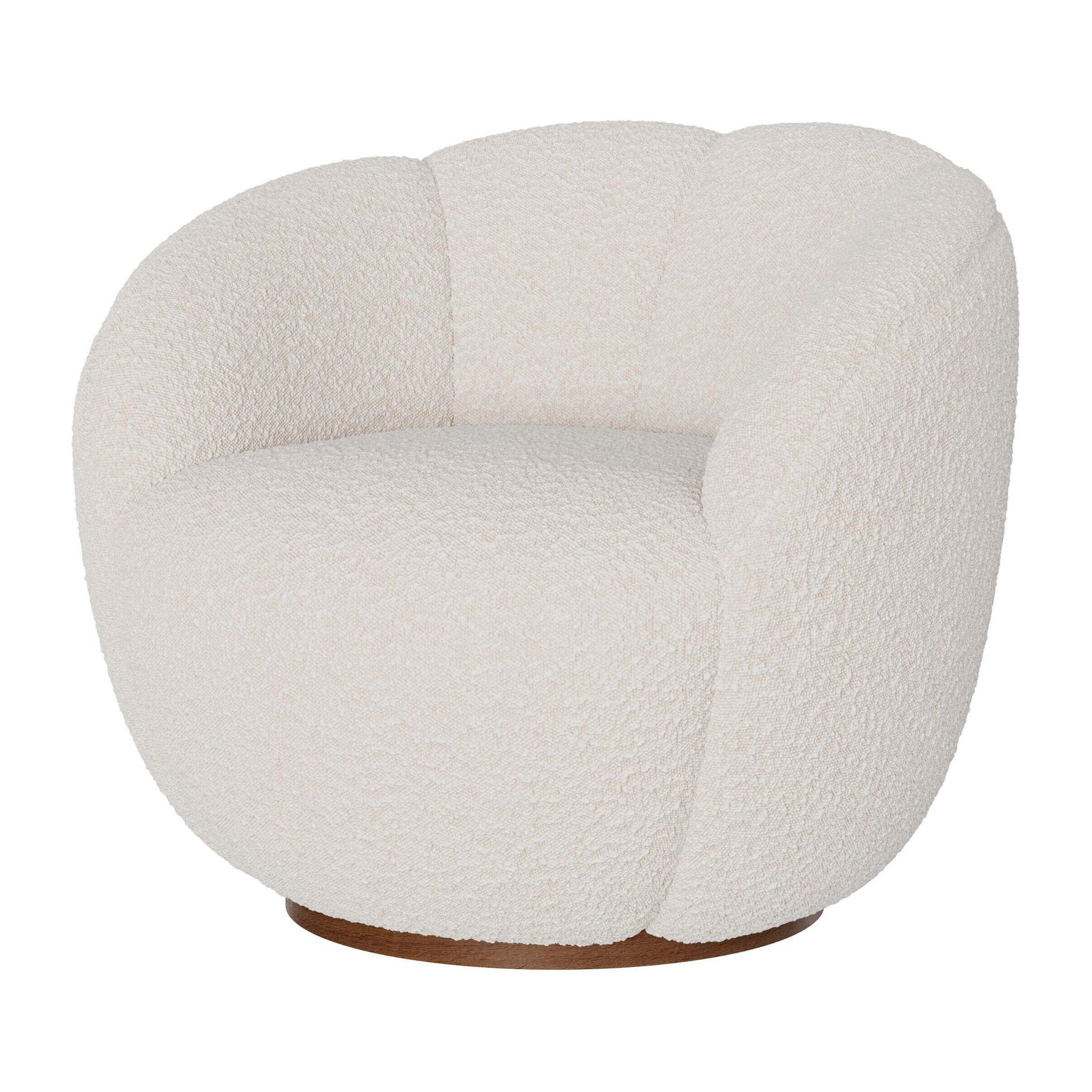 Fauteuil pivotant Ysé en tissu bouclé blanc