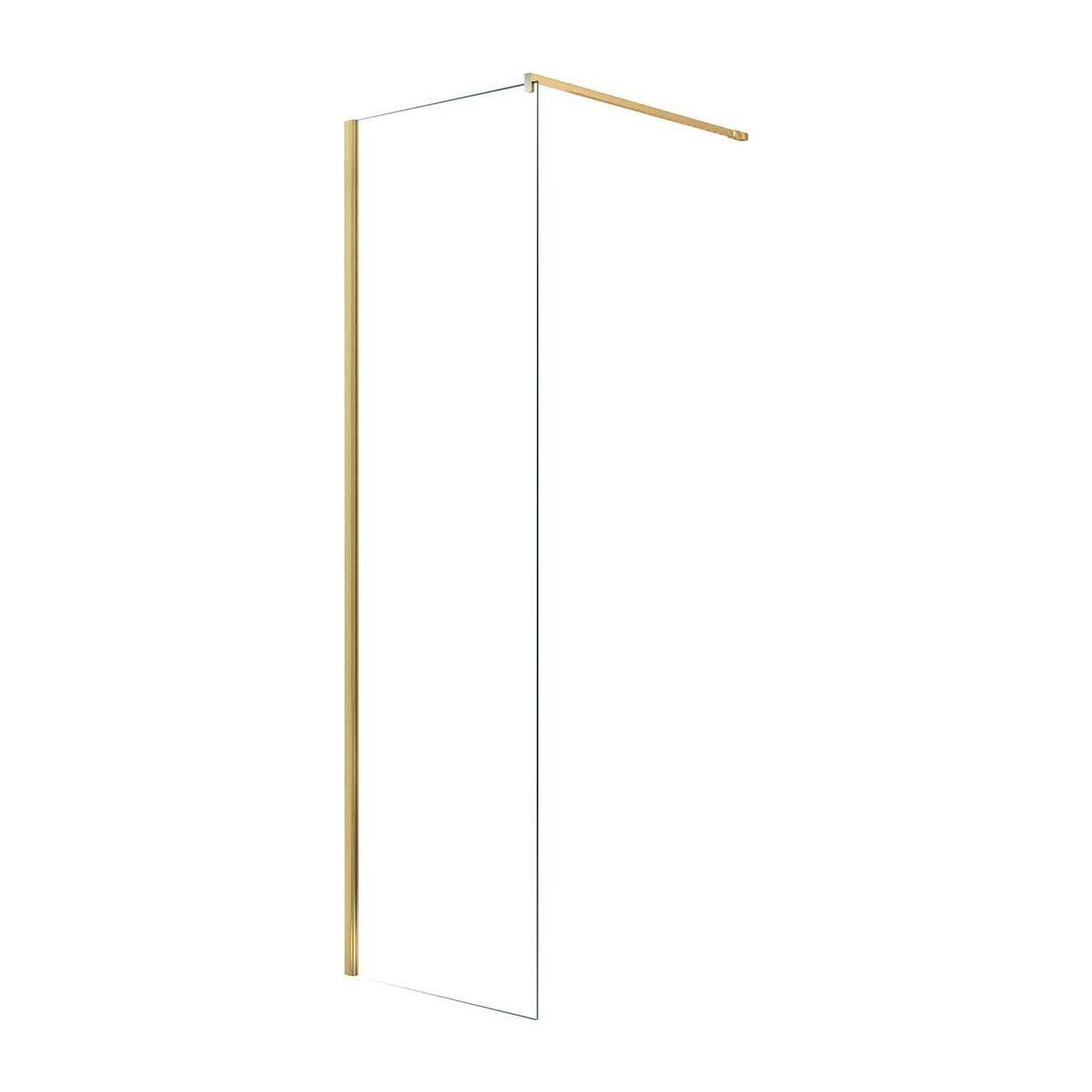 Paroi de Douche 50x195 cm en Verre Trempé 5 mm - Finition Or Brossé - GOLD ELEMENTARY