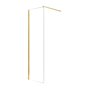 Paroi de Douche 50x195 cm en Verre Trempé 5 mm - Finition Or Brossé - GOLD ELEMENTARY