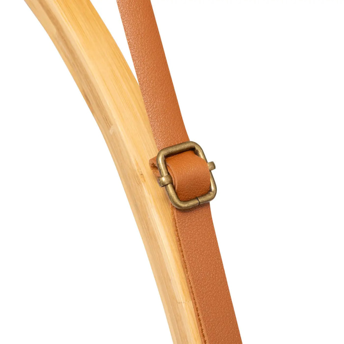 Miroir mural rond avec lanière en cuir D50cm