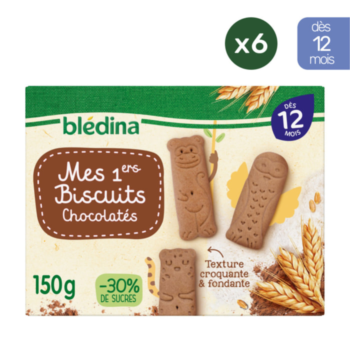 6 Boites Mes Premiers Biscuits Chocolatés - Blédina - Dès 12 mois